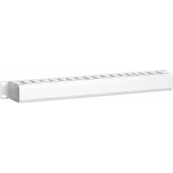 DSIT 19 inch 1U horizontalus kabelių tvarkymo skydelis su dangteliu, baltas (DS-1902-W)