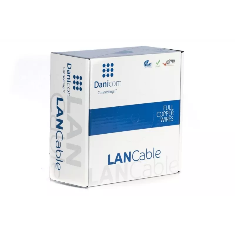 DSIT DANICOM CAT6A UTP 50m lauko kieto vario PE kabelis (Fca) - juodas