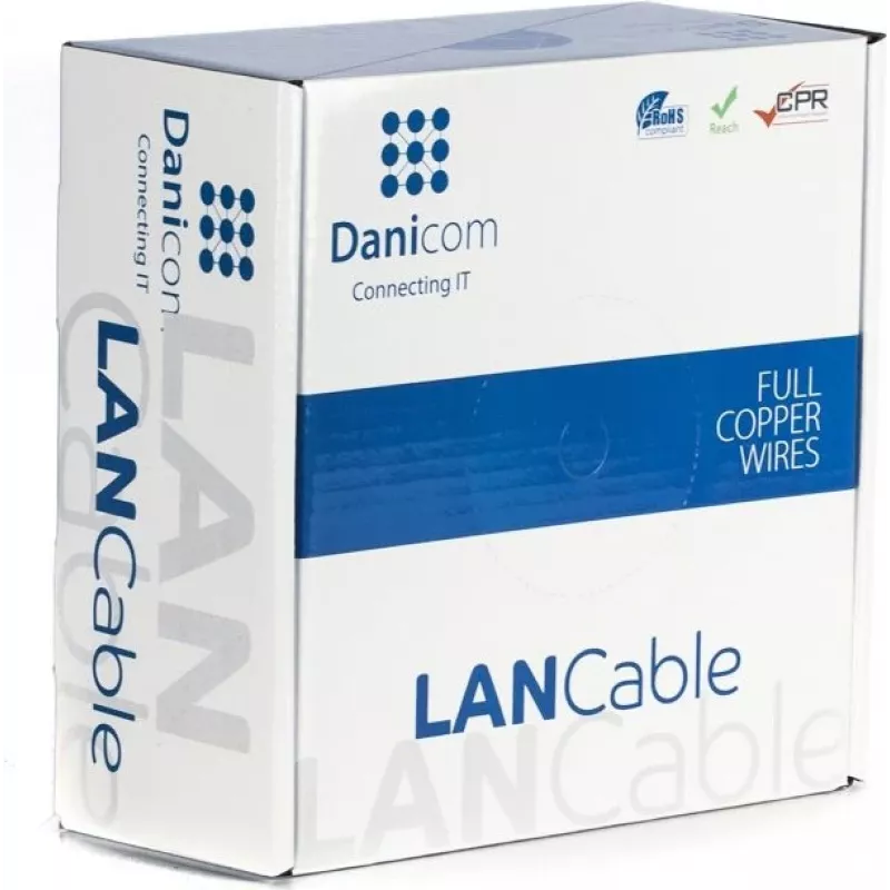 DSIT DANICOM CAT6A UTP 50m lauko kieto vario PE kabelis (Fca) - juodas