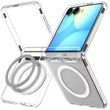 SPIGEN Ultra Hybrid Pro MagSafe Galaxy Z Flip8 permatomas/baltas