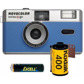 Novocolor Swiss+Go 35 mm fotoaparatas, mėlynas (SWI401610)