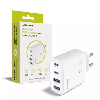 Mobile Origin 40W GaN įkroviklis PW22 2x USB-C + 2x USB-A