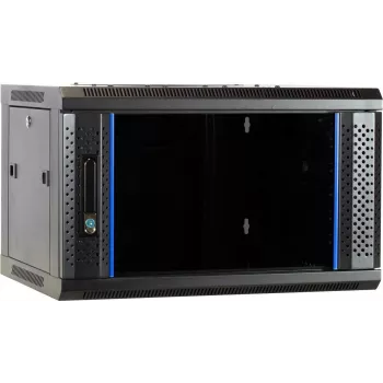 DSIT 6U sieninis serverių kabinetas su stiklo durimis, 600 x 450 x 367 mm, juodas, DS6406