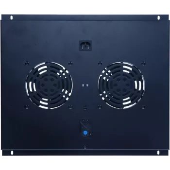 DSIT DS-FT60 1U ventiliatorių blokas serverio stovui su 2 ventiliatoriais ir termostatu, 600 mm gylio spintoms