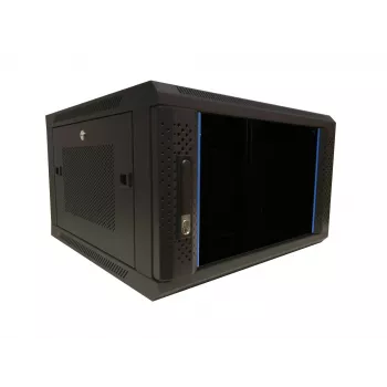 DSIT 6U 19 inch sieninis serverio kabinetas su stiklo durimis ir perforuotais šoniniais skydais, 600x600x368 mm (DS6606ZP)