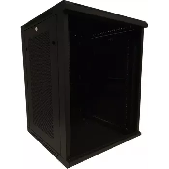 DSIT 15U 19 inch sieninis serverių spintos kabinetas su stiklo durimis ir perforuotais šonais 600x600x770 mm
