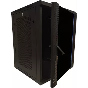 DSIT 15U 19 inch sieninis serverių spintos kabinetas su stiklo durimis ir perforuotais šonais 600x600x770 mm