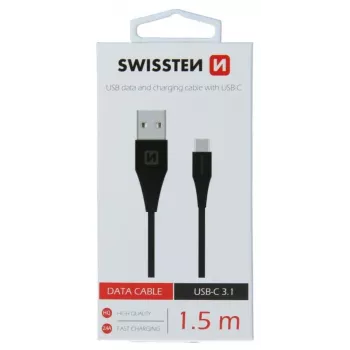 Swissten USB-A į USB-C 3.1 Gen 1 laidas 1,5 m juodas