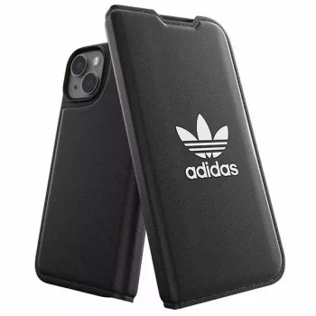 Adidas Originals Booklet Case BASIC iPhone 14/15/13 6,1 colio dėklas, juodas/baltas