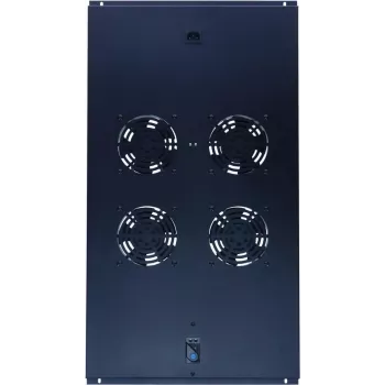 DSIT DS-FT100 4 ventiliatorių serverio spintos aušinimo įrenginys su termostatu 1000 mm gylio spintoms, 1U, 230V, juodos spalvos
