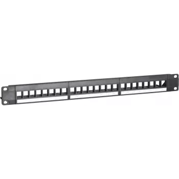 DSIT UTP Keystone Patch Panel, 24 prievadų, be modulių, 1U 19 colių stovo montavimui, juodos spalvos