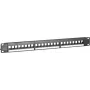 DSIT UTP Keystone Patch Panel, 24 prievadų, be modulių, 1U 19 colių stovo montavimui, juodos spalvos