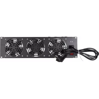 DSIT DS-FAN3FRONT 3U stelažo ventiliatorių blokas su 3 ventiliatoriais 19 colių stelažams, juodas