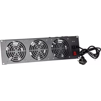 DSIT DS-FAN3FRONT 3U stelažo ventiliatorių blokas su 3 ventiliatoriais 19 colių stelažams, juodas