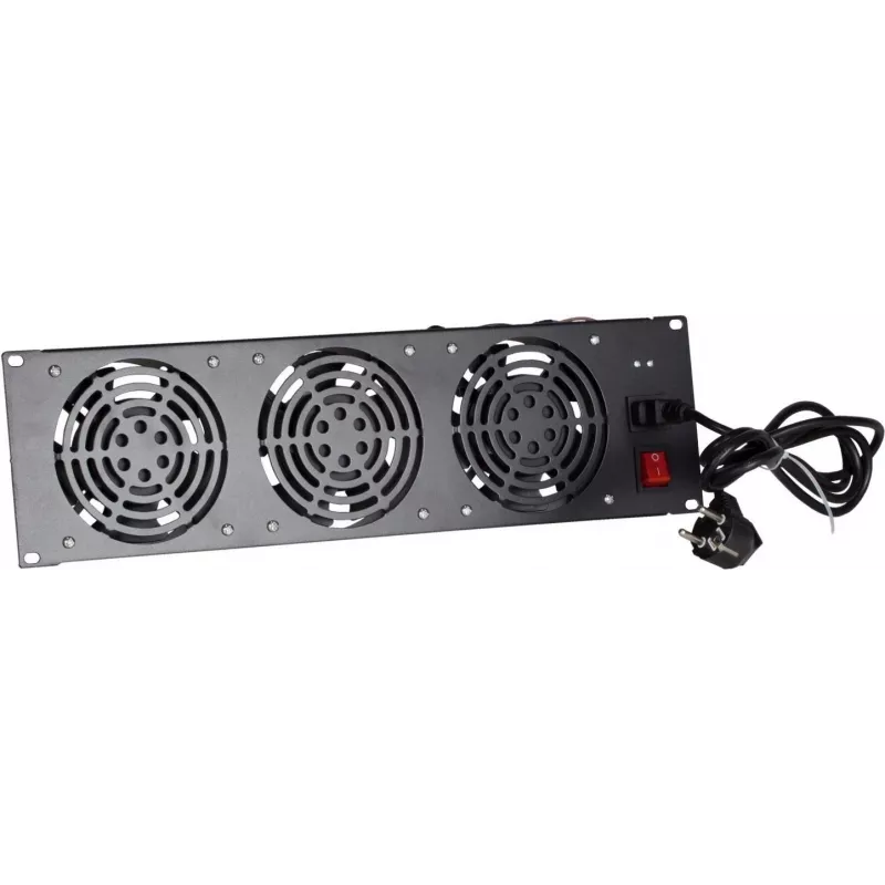 DSIT DS-FAN3FRONT 3U stelažo ventiliatorių blokas su 3 ventiliatoriais 19 colių stelažams, juodas