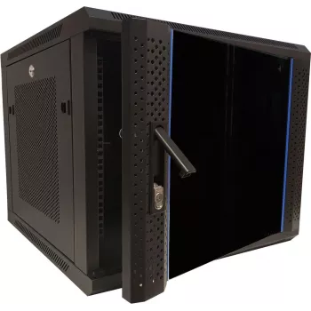 DSIT DS6609ZP 9U 19 inch sieninis serverių kabinetas su stiklo durelėmis ir perforuotais šoniniais skydais, 600x600x501 mm, juodas