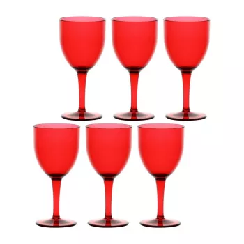 ROSE&TULIPANI FIABA 6 vnt. akrilo vyno taurių rinkinys 400 ml, raudonos