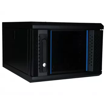 DSIT DS10-3404 4U 10 colių sieninis spintos korpusas su grūdinto stiklo durimis, 370x450x264 mm, juodas