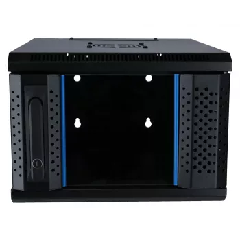 DSIT DS10-3404 4U 10 colių sieninis spintos korpusas su grūdinto stiklo durimis, 370x450x264 mm, juodas
