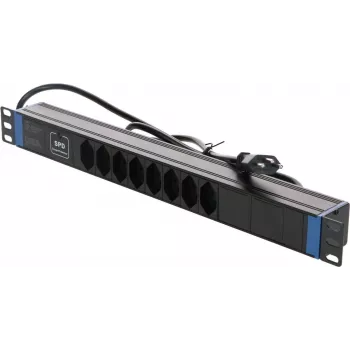 DSIT 19 inch Swiss Power Strip Master Overload - 8 lizdų, 1,8 m laidas