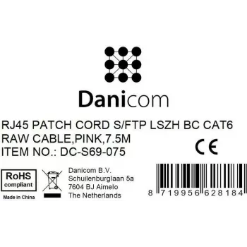 DSIT CAT 6 tinklo kabelis LSOH - S/FTP - 7,5 m - rožinis