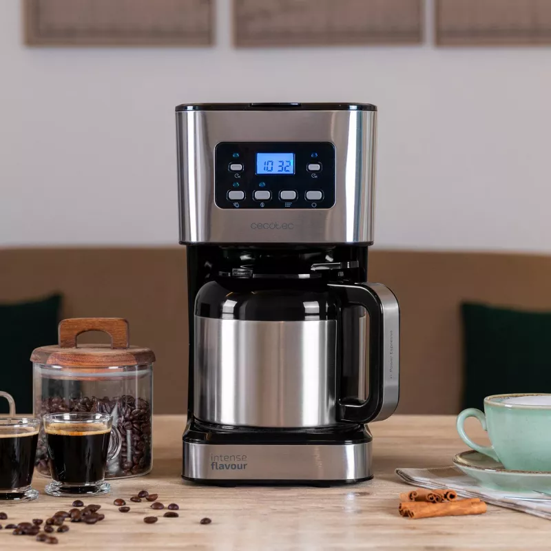 Cecotec Coffee 66 Drop & Thermo Time lašelinio kavos aparatas, 1,2 l termosas, 950 W, nerūdijantis plienas/juoda