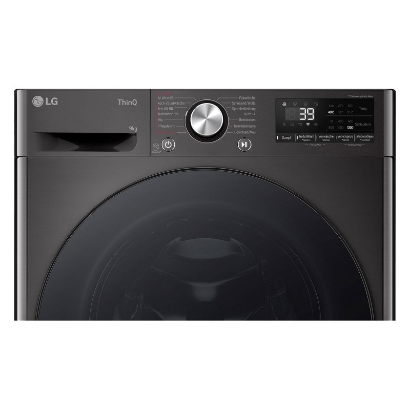 LG F2V7SLIM9B Slim-Fit 9kg skalbimo mašina su AI DD ir Steam – balta
