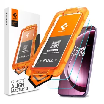 SPIGEN AlignMaster GLAS.tR Slim AC 2 vnt. grūdinto stiklo ekrano apsauga, skirta OnePlus 15 - skaidri