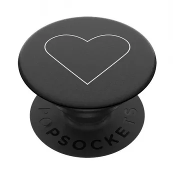 PopSockets PopGrip Standard - balta širdis ant juodo