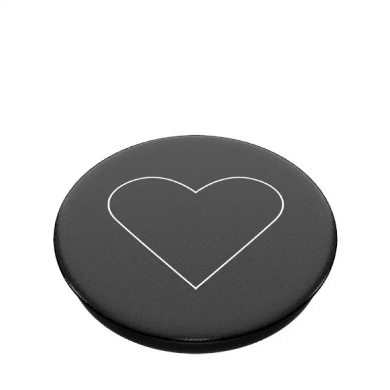 PopSockets PopGrip Standard - balta širdis ant juodo