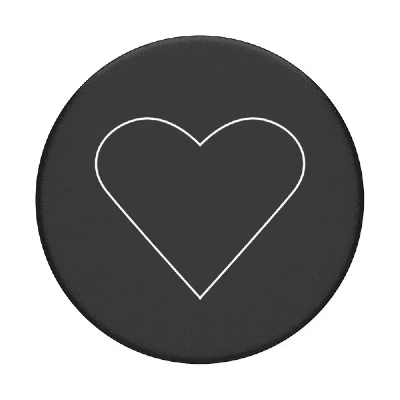 PopSockets PopGrip Standard - balta širdis ant juodo