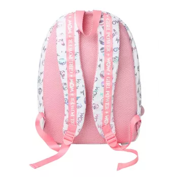 KIDS Wow Holo Holografinė mokyklinė kuprinė mergaitėms, didelė A4, rožinė su pomponu - Wow00022