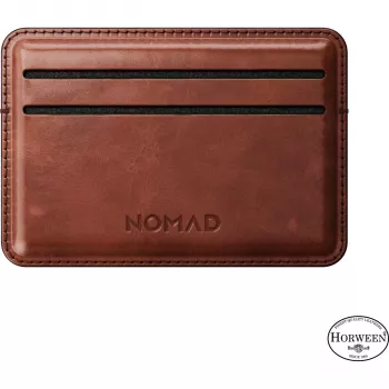 Nomad Card Wallet Horween Leather Olde Dublin - plonas minimalistinis odinis kortelių laikiklis, tamsiai ruda