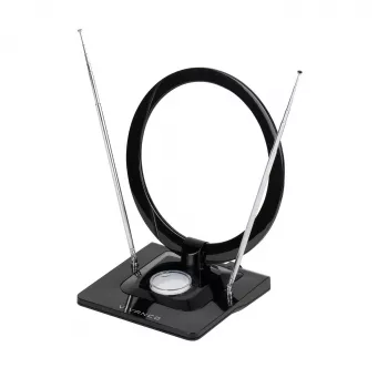 Vivanco VVTVANTSCIRCLE 40 dB stiprintuvu DVB-T2/DAB+ vidaus antena su 4G/5G filtru, juoda