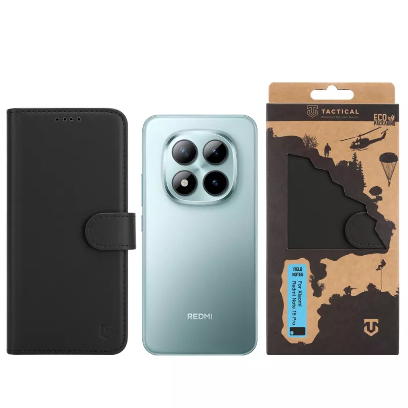 Tactical Book Cover Field Notes dėklas Redmi Note 15 Pro 5G, juodas