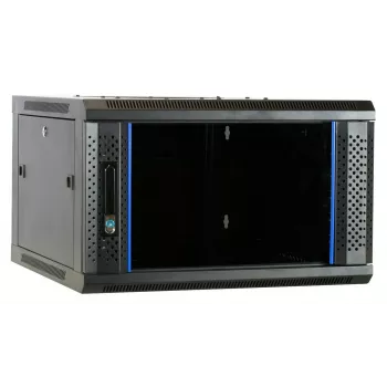 DSIT 6U sieninis serverių kabinetas su stiklo durimis, 600 x 600 x 368 mm, juodas