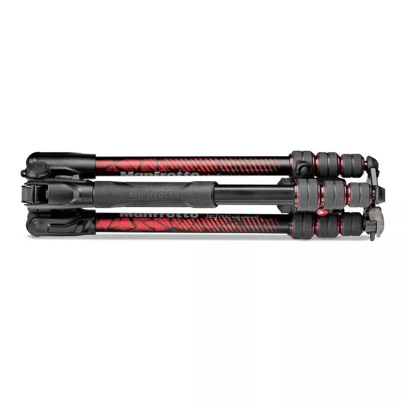 Manfrotto MKBFRTA4RD-BH Befree 4 sekcijų aliumininis kelioninis trikojis su rutuline galvute, raudonas