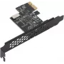 GEMBIRD UPC-U3 PCI Express USB 3.2 Gen 1 kortelė, 2x Type-A, SATA maitinimas, ASMedia mikroschema
