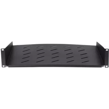 DSIT DS-FH2U400 2U fiksuota lentyna 600 mm gylio sieniniams stelažams, 400 mm gylis, juoda