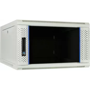 DSIT 6U sieninis serverio spintelis su stiklo durimis, baltas, 600x600x368 mm