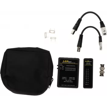 DSIT DC-CABLETEST-PRO tinklo kabelių testeris U/UTP, F/UTP ir SF/UTP, Cat5/Cat6, RJ45, LED laidų schema, ekrano tęstinumo tikrinimas, iki 300 m
