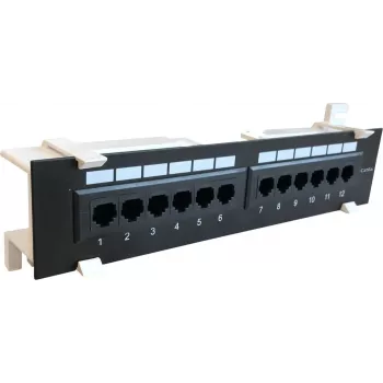 DSIT CAT 6a sieninis skydelis, 12 prievadų UTP, juodas