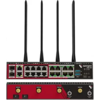 Opengear OM1304-4E 4 prievadų RS232 serijinis modulis su 4 prievadų Gigabit Ethernet komutatoriumi, programiškai parenkama X1/X2 kontaktų schema