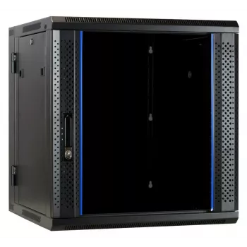 DSIT DS6612-DOUBLE 6U reversibilus sieninis spintos korpusas su stiklo durimis, 600x450x320 mm, juodas