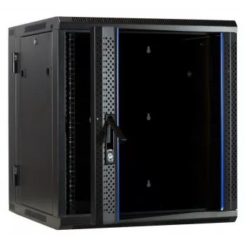 DSIT DS6612-DOUBLE 6U reversibilus sieninis spintos korpusas su stiklo durimis, 600x450x320 mm, juodas