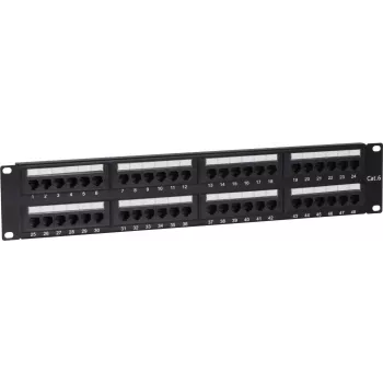 DSIT DS-Patch6-48UTP CAT6 UTP 19 inch 48 prievadų tinklo skydinė jungtis, 1U, juoda