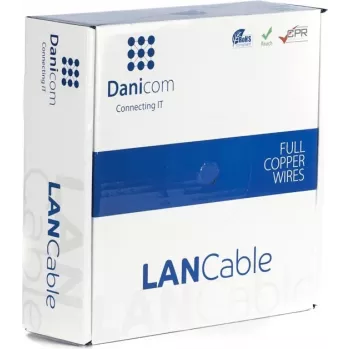 DSIT Danicom CAT7 S/FTP 50 m montavimo kabelis, vientisa gysla, LSZH Dca – 10 Gbit/s dvigubai ekranuotas