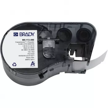 BRADY M5-113-490 FreezerBondz II poliesterio etiketės, skirtos BMP51/BMP53/M511, baltos, 38,1 mm x 25,4 mm, 250 etikečių