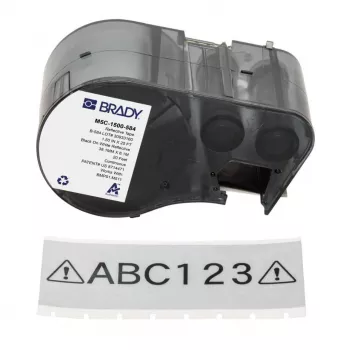 BRADY BMP51/BMP53/M511 termosusitraukiančių etikečių kasetė, juoda ant baltos, 25,4 mm x 25,4 mm, 250 etikečių