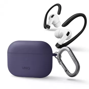 UNIQ Nexo Silicone dėklas su ausų kabliukais, skirtas Apple AirPods Pro 2 kartos (2022/2023) - figų violetinė